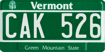 VT license plate CAK526