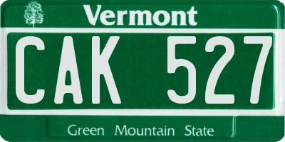 VT license plate CAK527