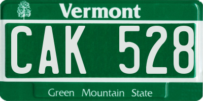 VT license plate CAK528