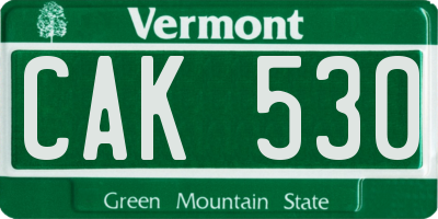 VT license plate CAK530