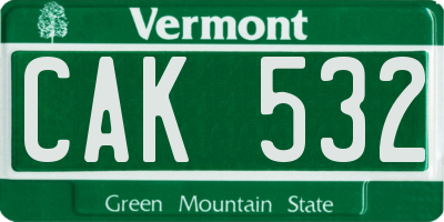 VT license plate CAK532