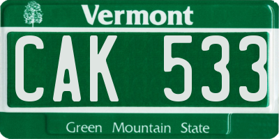 VT license plate CAK533