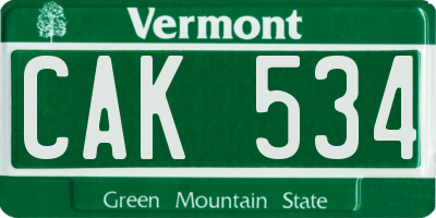 VT license plate CAK534