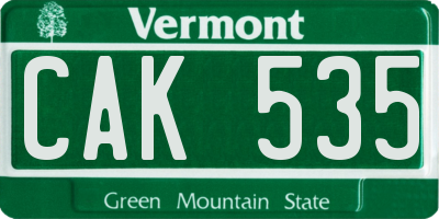 VT license plate CAK535