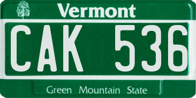VT license plate CAK536