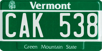 VT license plate CAK538