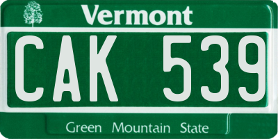 VT license plate CAK539