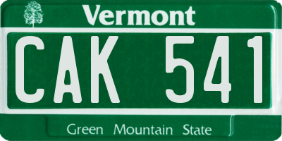 VT license plate CAK541