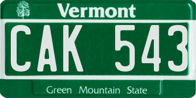 VT license plate CAK543