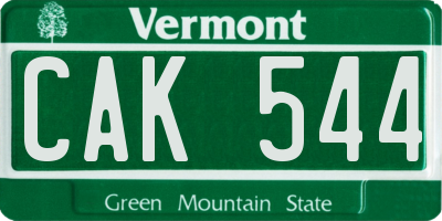 VT license plate CAK544