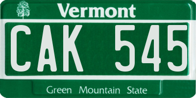 VT license plate CAK545