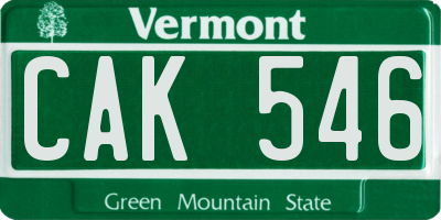 VT license plate CAK546