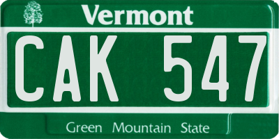 VT license plate CAK547
