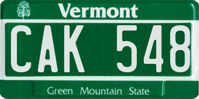 VT license plate CAK548