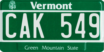 VT license plate CAK549