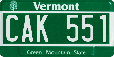 VT license plate CAK551