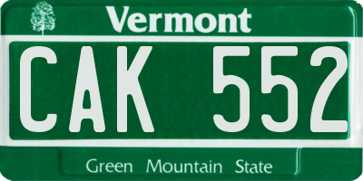 VT license plate CAK552