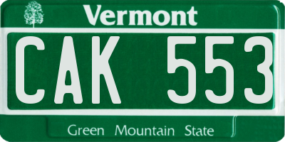 VT license plate CAK553