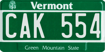 VT license plate CAK554