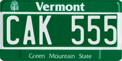 VT license plate CAK555