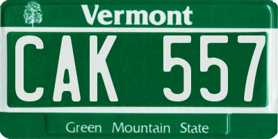 VT license plate CAK557