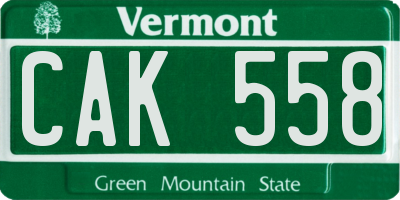 VT license plate CAK558
