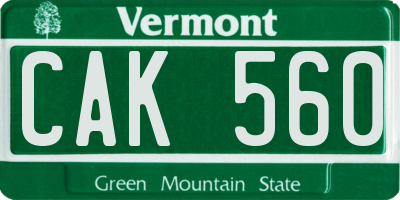 VT license plate CAK560