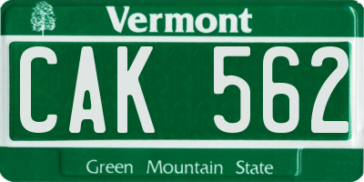 VT license plate CAK562