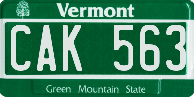 VT license plate CAK563