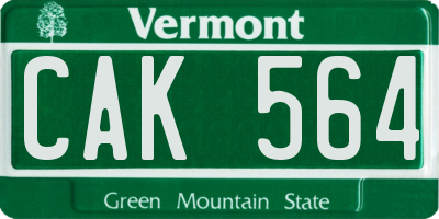 VT license plate CAK564