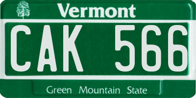VT license plate CAK566