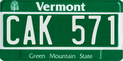 VT license plate CAK571