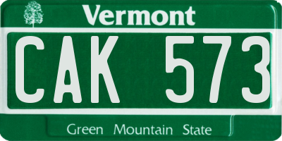 VT license plate CAK573