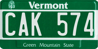 VT license plate CAK574