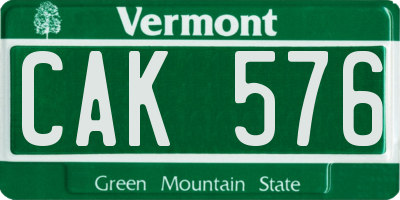 VT license plate CAK576