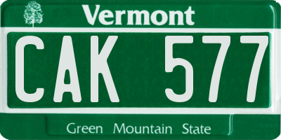 VT license plate CAK577