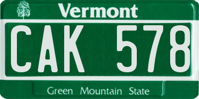 VT license plate CAK578