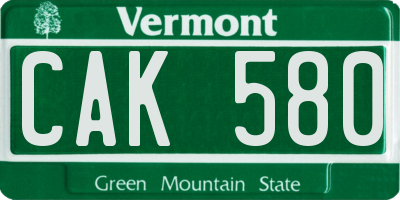 VT license plate CAK580