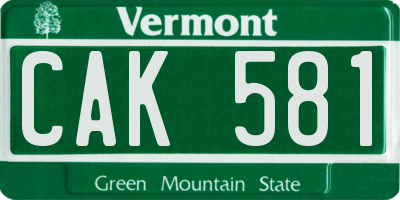 VT license plate CAK581