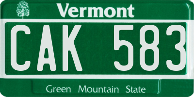 VT license plate CAK583