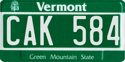 VT license plate CAK584