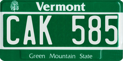 VT license plate CAK585