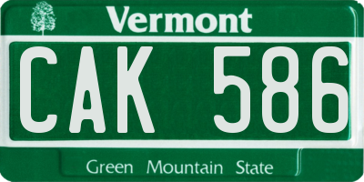 VT license plate CAK586