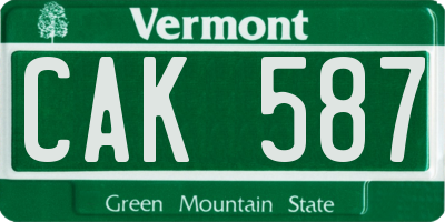 VT license plate CAK587