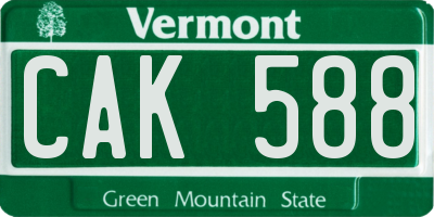 VT license plate CAK588