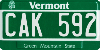 VT license plate CAK592