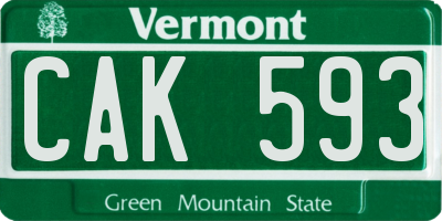 VT license plate CAK593