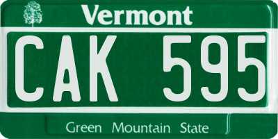 VT license plate CAK595