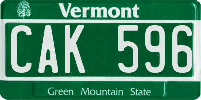 VT license plate CAK596