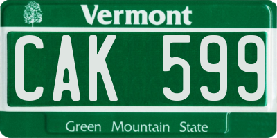 VT license plate CAK599